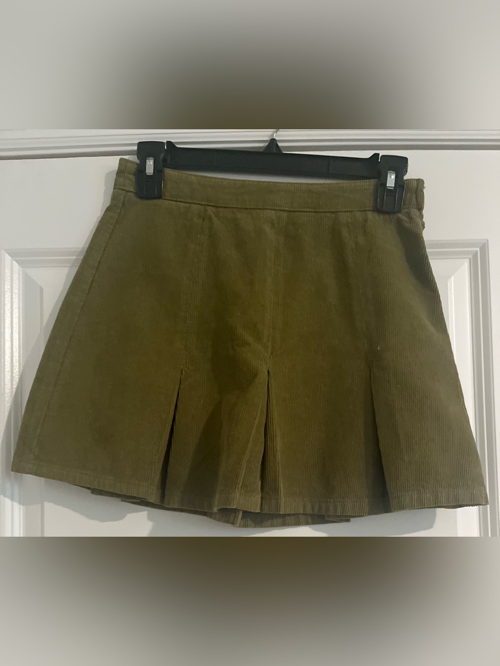 Urban Outfitters Olive Green Corduroy Pleated Mini Skirt